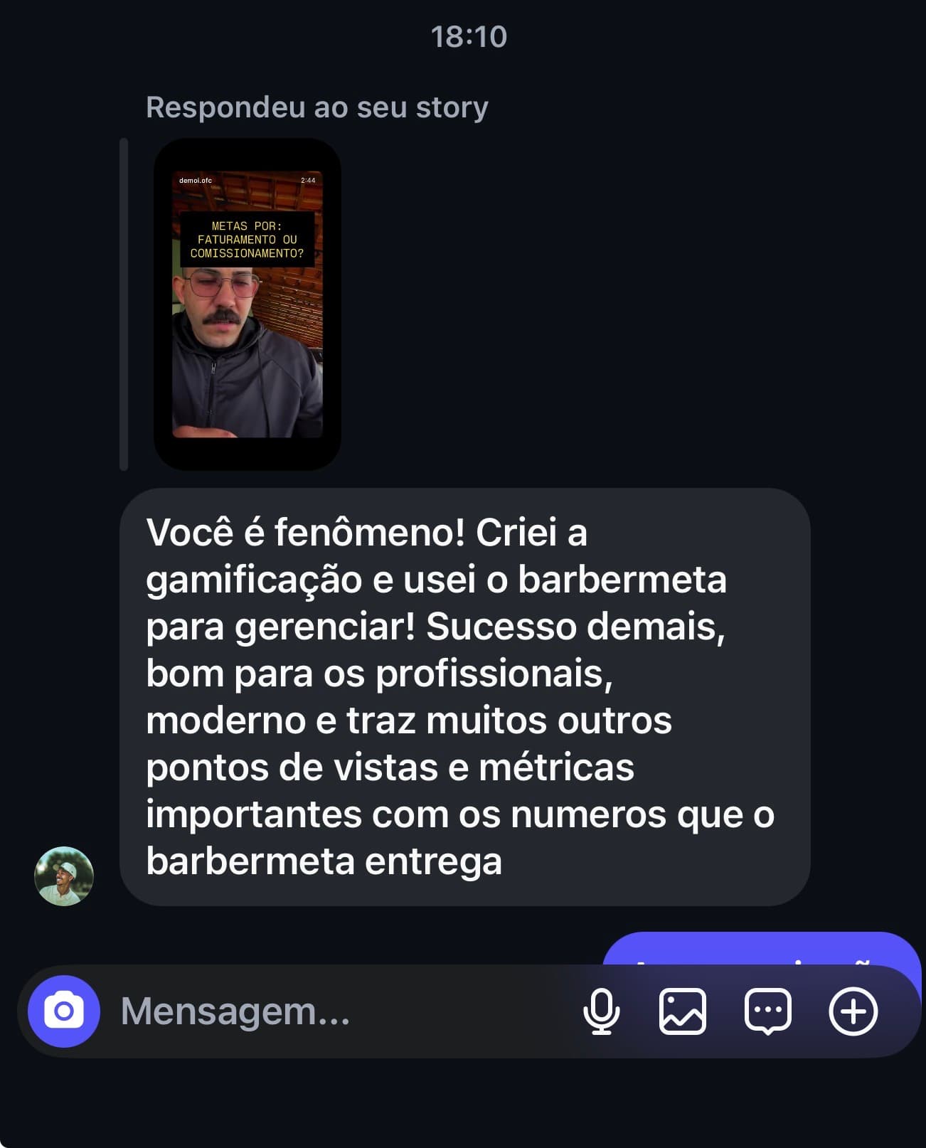Depoimento real sobre a facilidade de uso do BarberMeta